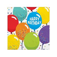 Amscan Balloon Birthday Celebration Lunch Napkins, Multicolor, 125/Pack (712494)