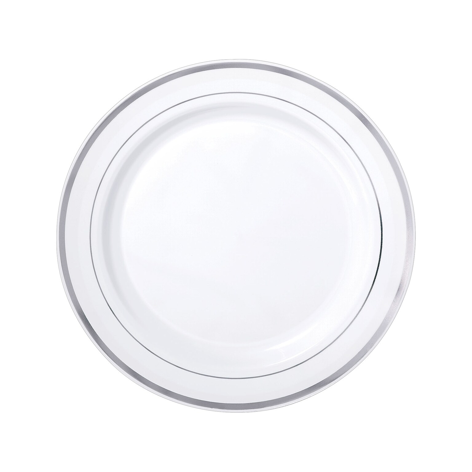 Amscan Premium Party Plate, White/Silver 20/Pack (438951)