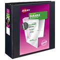 Avery Durable 4 3-Ring View Binders, D-Ring, Black (09800)