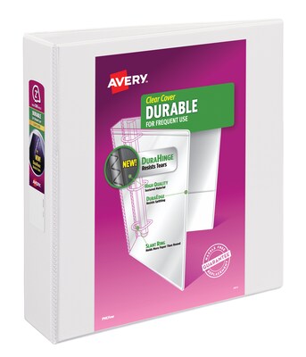 Avery Durable 2 3-Ring View Binders, Slant Ring, White (17032)