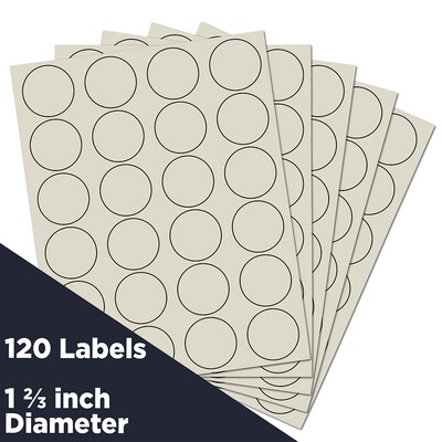 JAM Paper Round Label Sticker Seals, 1 2/3" Diameter, Ivory, 24 Labels/Sheet, 5 Sheets/Pack (147627045)