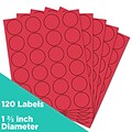 JAM Paper Circle Round Label Sticker Seals, 1 Diameter, Red, 24 Labels/Sheet, 5 Sheets/Pack (314761