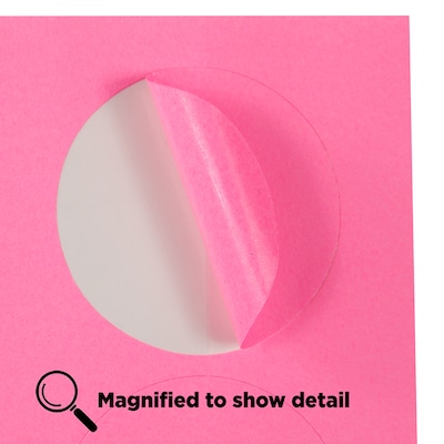 JAM Paper Circle Round Label Seals, 1 2/3" Diameter, Ultra Pink, 24 Labels/Sheet, 5 Sheets/Pack (147627062)