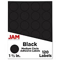JAM Paper Round Label Seals, 1 2/3 Diameter, Black, 24 Labels/Sheet, 5 Sheets/Pack (302229594)