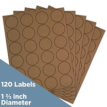 JAM Paper Circle Round Label Sticker Seals, 1 2/3 Inch Diameter, Brown Kraft, 120/Pack (3147612192)