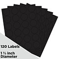 JAM Paper Round Label Seals, 1 2/3 Diameter, Black, 24 Labels/Sheet, 5 Sheets/Pack (302229594)