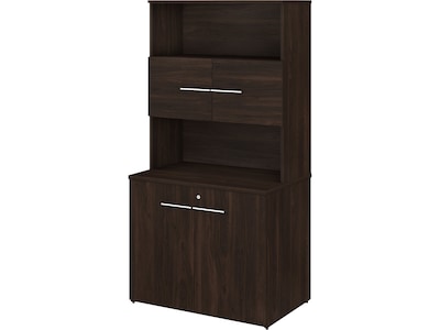 Bush Business Furniture Office 500 70.09 Storage Cabinet with 4 Shelves, Black Walnut (OF5008BWSU)