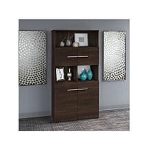 Bush Business Furniture Office 500 70H 5-Shelf Bookcase with Doors, Black Walnut (OFB136BW)