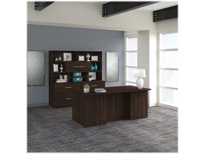 Bush Business Furniture Office 500 72"W Executive Desk with Drawers, Lateral File Cabinets and Hutch, Black Walnut (OF5001BWSU)