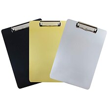 JAM Paper Plastic Clipboard, Letter Size, Assorted Metallic Colors, 3/Pack (331ASSRT)