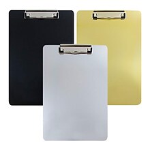 JAM Paper Plastic Clipboard, Letter Size, Assorted Metallic Colors, 3/Pack (331ASSRT)