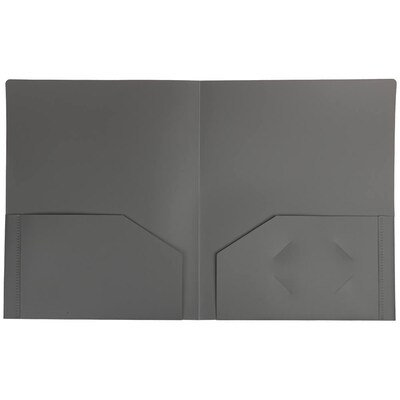 JAM Paper Heavy Duty 2-Pocket Folders, Grey, 6/Pack (383HGYA)