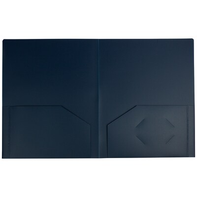 JAM Paper 2-Pocket Heavy Duty Plastic Folders, Navy Blue, 108/Pack (383Hnab)