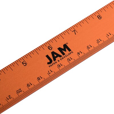 JAM Paper Stainless Steel 12" Ruler, Orange (347M12OR)