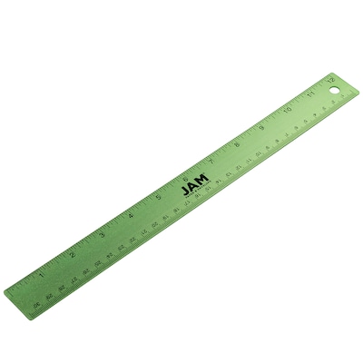 JAM Paper Stainless Steel 12 Ruler, Lime Green (347M12LI)