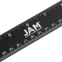 JAM Paper Stainless Steel 12 Ruler, Black (347M12BL)