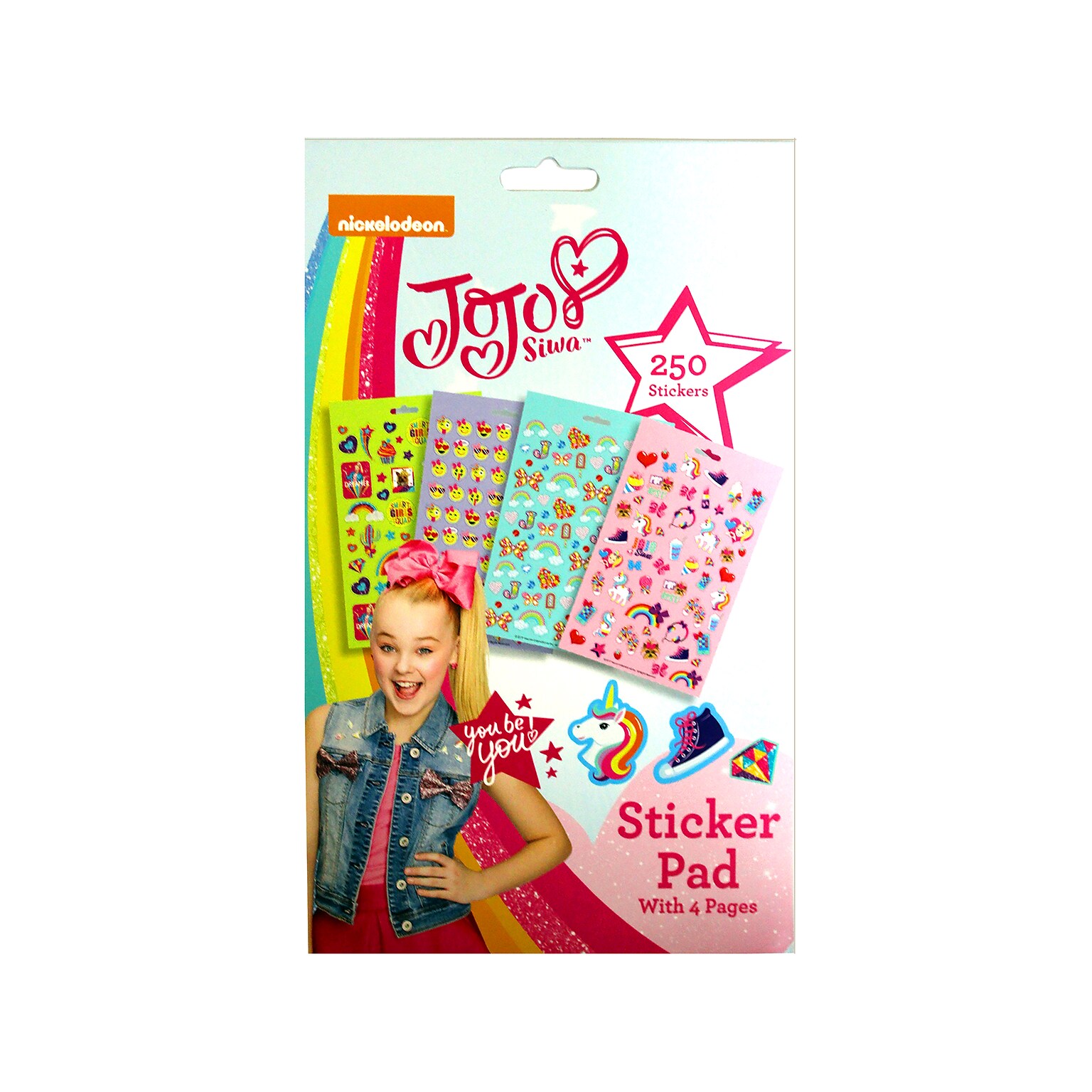 Inkology Jojo Siwa Sticker Pad, Multicolor, 250/Pack (870-5)