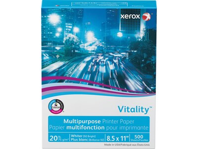 Xerox Vitality 8.5 x 11 Multipurpose Paper, 20 lbs., 92 Brightness, 500 Sheets/Ream (3R02047PY)