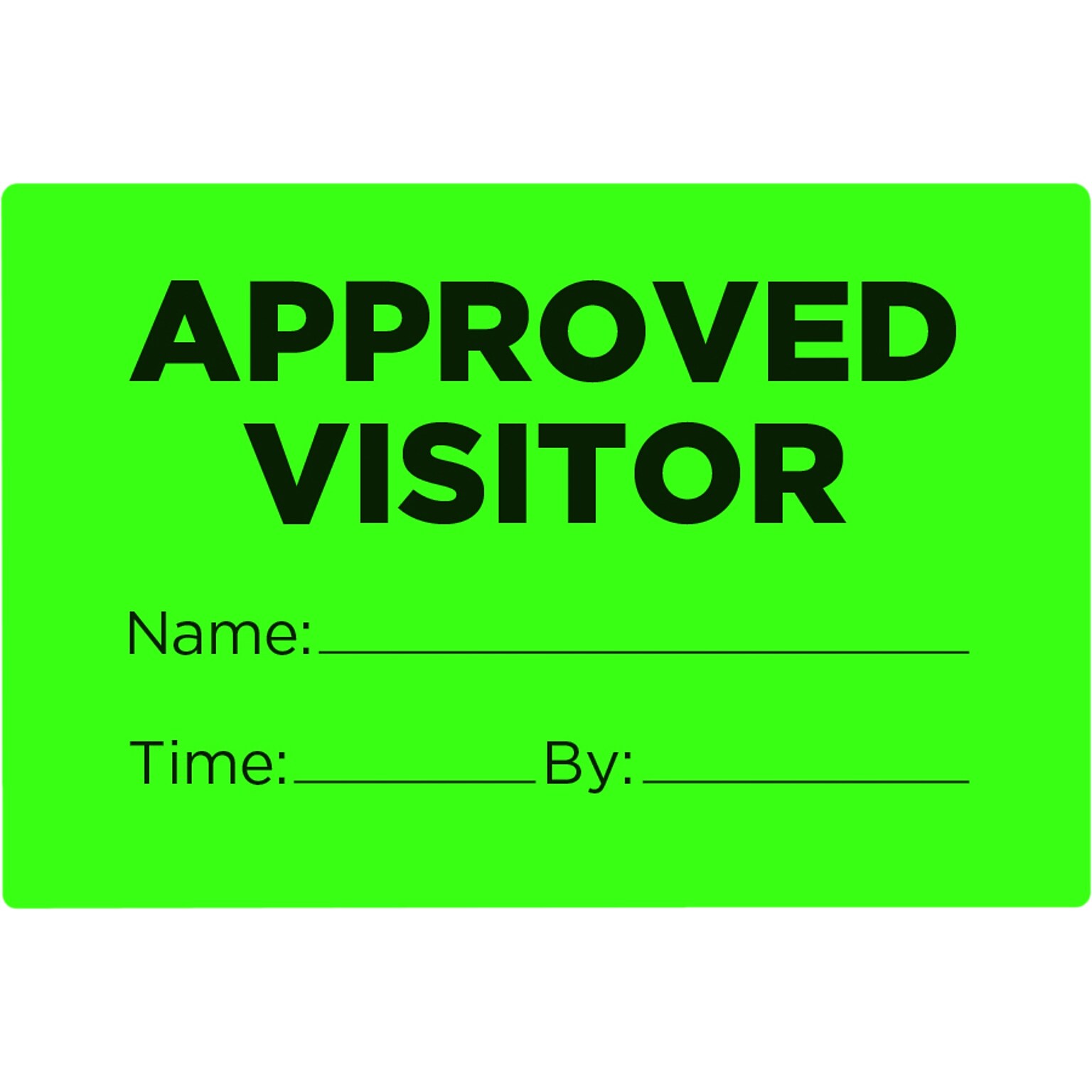 Cosco Paper APPROVED VISITOR Safety Label, 2 x 3, Fluorescent Green, 100/Pack (098458PK100)
