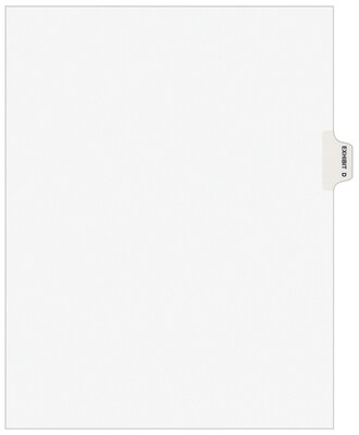 Avery Legal Pre-Printed Paper Dividers, Side Tab EXHIBIT D Tab, White, Avery Style, Letter Size, 25/