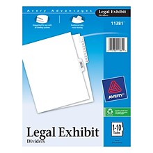 Avery Premium Collated Legal Paper Dividers, 1-10 & Table of Content Tabs, White, Avery Style, Lette