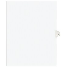 Avery Legal Pre-Printed Paper Dividers, Side Tab #13, White, Avery Style, Letter Size, 25/Pack (1192