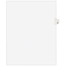 Avery Legal Pre-Printed Paper Dividers, Side Tab #33, White, Avery Style, Letter Size, 25/Pack (0103