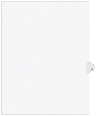 Avery Legal Pre-Printed Paper Dividers, Side Tab P, White, Avery Style, Letter Size, 25/Pack (01416)