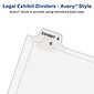 Avery Legal Pre-Printed Paper Dividers, Side Tab EXHIBIT H, White, Avery Style, Letter Size, 25/Pack (01378)