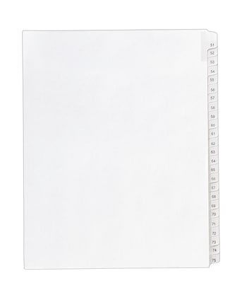 Avery Legal Pre-Printed Paper Divider Collated Set, 51-75 Tabs, White, Allstate Style, Letter Size