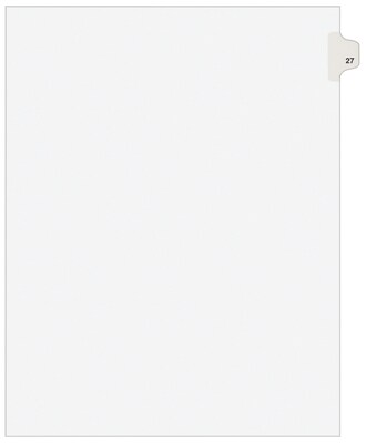 Avery Legal Pre-Printed Paper Dividers, Side Tab #27, White, Avery Style, Letter Size, 25/Pack (0102