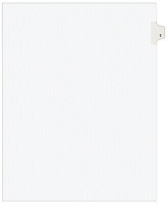 Avery Legal Pre-Printed Paper Dividers, Side Tab #3, White, Avery Style, Letter Size, 25/Pack (11913