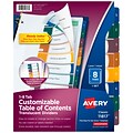 Avery Ready Index Table of Contents Plastic Dividers, 1-8 Tabs, Multicolor (11817)