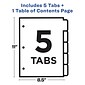 Avery Ready Index Table of Contents Plastic Dividers, 1-5 Tabs, Multicolor (11816)