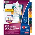 Avery Ready Index Table of Contents Plastic Dividers, 1-10 Tabs, Multicolor (11818)