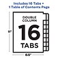 Avery Ready Index Table of Contents Double Column Paper Dividers, 1-16 Tabs, Multicolor (11320)