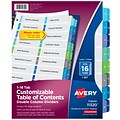 Avery Ready Index Table of Contents Double Column Paper Dividers, 1-16 Tabs, Multicolor (11320)