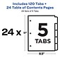Avery Ready Index Table of Contents Paper Dividers, 1-5 Tabs, Multicolor, 24 Sets/Box (11167)
