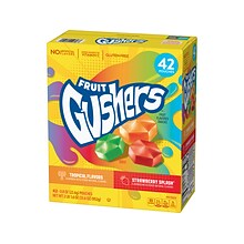 Betty Crocker Fruit Gushers Flavored Snacks, Strawberry Splash/Tropical Flavors, 33.6 oz., 42 Pouche