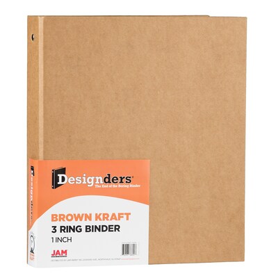 JAM Paper Heavy Duty 1 3-Ring Non-View Binders, Brown (751KBR)