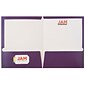 JAM Paper® Laminated Glossy 2 Pocket Presentation Folders, Purple, 100/Box (385GPU)