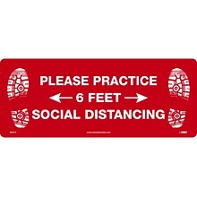National Marker Temp-Step™ Floor Decal, Please Practice Social Distancing, 8 x 20, Red/White (WF