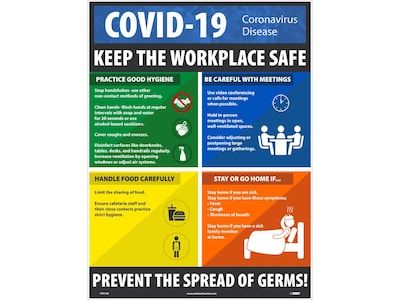 National Marker Poster, COVID-19 Keep the Workplace Safe, 24 x 18, Multicolor (PST149)