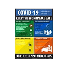 National Marker Poster, COVID-19 Keep the Workplace Safe, 24 x 18, Multicolor (PST149)