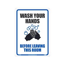National Marker Wall Sign, Wash Your Hands Before Entering This Room, Plastic, 14 x 10, White/Bl