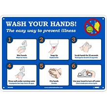 National Marker Wall Sign, Wash Your Hands!, Plastic, 10 x 14, Blue/White (WH5RB)
