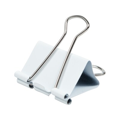 JAM Paper Large Binder Clips, 3/4" Capacity, White, 12/pack (340BCwh)