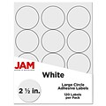 JAM Paper Circle Round Label Sticker Seals, 2.5 Dia., White, 120/Pack (2147615066)