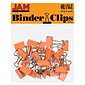 JAM Paper Colorful Small Binder Clips, 3/8" Capacity, Orange, 25/Pack (334BCOR)