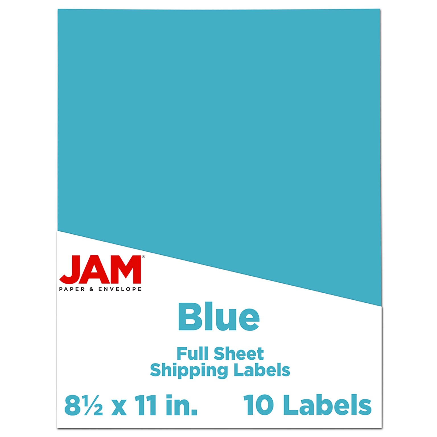 JAM Paper Shipping Labels, 8 1/2 x 11, Blue, 1 Label/Sheet, 10 Labels/Pack (337628605)